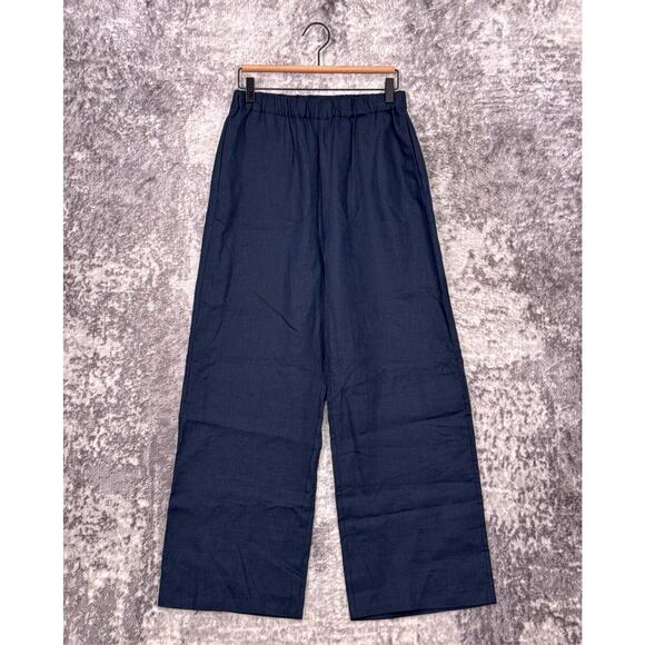 John Elliott Pants 1 / Small Womens Leisure Wide Leg Pull On Blue Linen - Picture 1 of 6